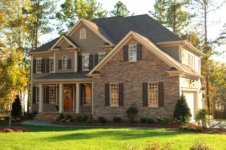 Stone veneer siding adding luxury to a Fairfield residence.
